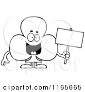 Poster, Art Print Of Black And White Club Card Suit Mascot Holding A Sign