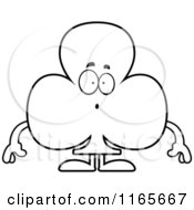 Cartoon Clipart Of A Surprised Club Card Suit Mascot Vector Outlined Coloring Page by Cory Thoman