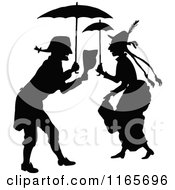 Poster, Art Print Of Silhouetted Couple Under Umbrellas