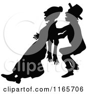 Clipart Of A Silhouetted Man Catching A Fainting Woman Royalty Free Vector Illustration