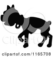 Clipart Of A Silhouetted Dog Walking Royalty Free Vector Illustration