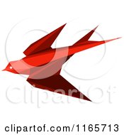 Clipart Of A Red Origami Hummingbird 4 Royalty Free Vector Illustration