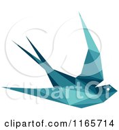 Clipart Of A Blue Origami Hummingbird 6 Royalty Free Vector Illustration