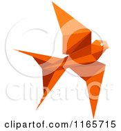 Poster, Art Print Of Orange Origami Hummingbird 5