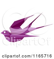 Clipart Of A Purple Origami Hummingbird 4 Royalty Free Vector Illustration