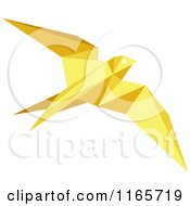 Clipart Of A Yellow Origami Hummingbird 3 Royalty Free Vector Illustration
