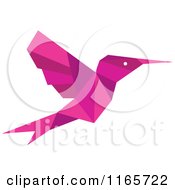 Clipart Of A Pink Origami Hummingbird Royalty Free Vector Illustration