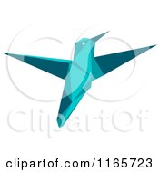 Clipart Of A Blue Origami Hummingbird 5 Royalty Free Vector Illustration
