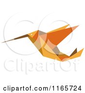 Clipart Of An Orange Origami Hummingbird 3 Royalty Free Vector Illustration