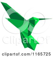 Clipart Of A Green Origami Hummingbird 4 Royalty Free Vector Illustration