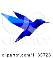 Poster, Art Print Of Blue Origami Hummingbird 4