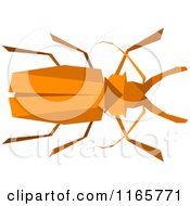 Clipart Of An Orange Origami Beetle Royalty Free Vector Illustration