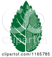Poster, Art Print Of Green Computer Motherboard Circuit Leaf 2