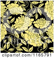 Poster, Art Print Of Seamless Pattern Of Yellow Flowers On Black