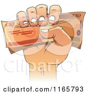 Cartoon Hand Holding Fifty Pound Euro Cash