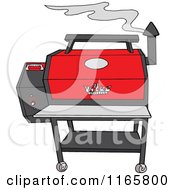 Smoking Grey And Red Pellet Grill