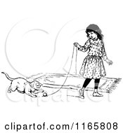 Poster, Art Print Of Retro Vintage Black And White Girl Playing With A Cat