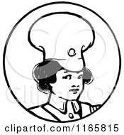Clipart Of A Retro Vintage Black And White Soldier Girl In A Circle Royalty Free Vector Illustration