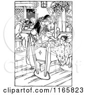 Poster, Art Print Of Retro Vintage Black And White Girl Tending To A Baby