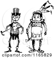 Poster, Art Print Of Retro Vintage Black And White Boys In Man And Native Costumes