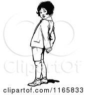Clipart Of A Retro Vintage Black And White Boy Royalty Free Vector Illustration