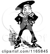 Clipart Of A Retro Vintage Black And White Sailor Boy Royalty Free Vector Illustration