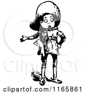 Clipart Of A Retro Vintage Black And White Boy Gesturing Royalty Free Vector Illustration