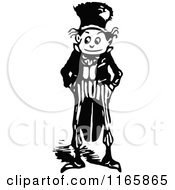 Clipart Of A Retro Vintage Black And White Boy Royalty Free Vector Illustration