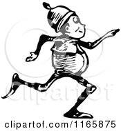 Clipart Of A Retro Vintage Black And White Walking Boy Royalty Free Vector Illustration