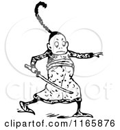 Clipart Of A Retro Vintage Black And White Samurai Boy Royalty Free Vector Illustration