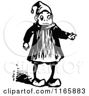 Clipart Of A Retro Vintage Black And White Boy Pointing Royalty Free Vector Illustration