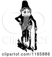 Clipart Of A Retro Vintage Black And White Boy With A Club Royalty Free Vector Illustration