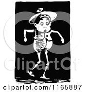 Clipart Of A Retro Vintage Black And White Surprised Boy Royalty Free Vector Illustration