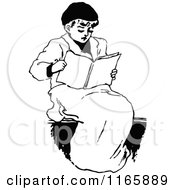 Poster, Art Print Of Retro Vintage Black And White Boy Reading