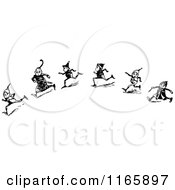 Poster, Art Print Of Retro Vintage Black And White Boys Running 2