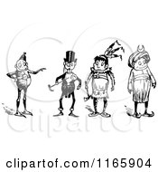 Clipart Of Retro Vintage Black And White Boys 3 Royalty Free Vector Illustration