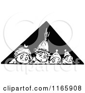 Clipart Of A Retro Vintage Black And White Boys In A Triangle Royalty Free Vector Illustration