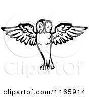 Poster, Art Print Of Retro Vintage Black And White Flying Owl
