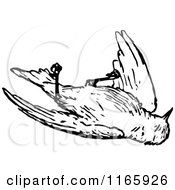 Clipart Of A Retro Vintage Black And White Dead Bird Royalty Free Vector Illustration