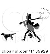 Poster, Art Print Of Silhouetted Man With A Smoking Rifle Hunting Dog And Bird