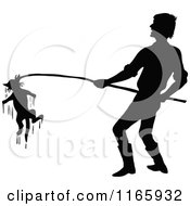 Clipart Of A Silhouetted Rescuing A Drowning Cat Royalty Free Vector Illustration