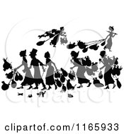 Clipart Of Silhouetted People Cat Napping Royalty Free Vector Illustration