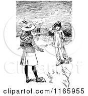Poster, Art Print Of Retro Vintage Black And White Children Talking In A Field