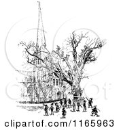 Retro Vintage Black And White Boys Climbing A Tree