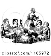 Poster, Art Print Of Retro Vintage Black And White Children Sitting