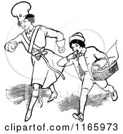 Poster, Art Print Of Retro Vintage Black And White Boy And Girl Running