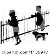 Poster, Art Print Of Silhouetted Children And A Dog At A Fence