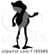 Clipart Of A Silhouetted Gnome Boy Looking To The Right Royalty Free Vector Illustration