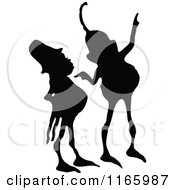 Clipart Of Silhouetted Gnome Boys Looking Up Royalty Free Vector Illustration by Prawny Vintage