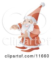 Santa In His Red And White Uniform Gesturing With His Hands Clipart Illustration